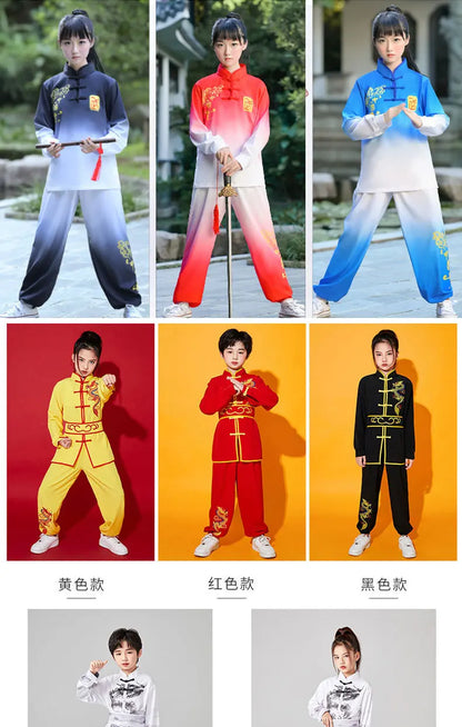 Kung Fu Martial Arts Costumes 2 Piece Set Perform Boy Tai Chi Uniform Children's Sets Outfit Kids Clothes Girls Wushu Baby Suit