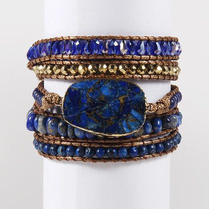 Women’s 5-Strand Wrap Bracelet – Handmade Natural Stone