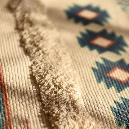 Persian Style Striped Linen Door Mat Washable