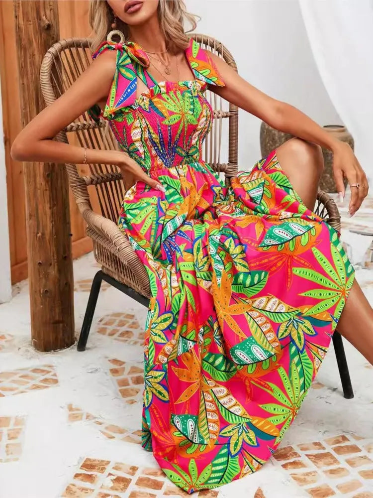 Women’s Floral Spaghetti Strap Maxi Dress