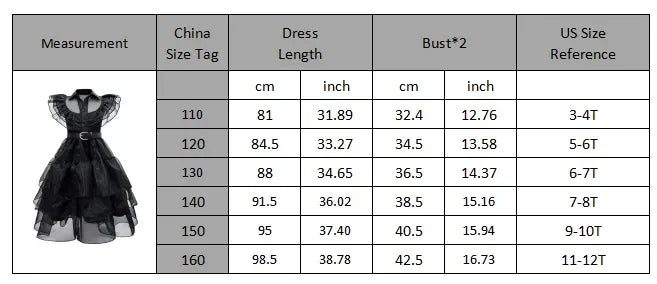 Halloween Costume For Girls Adams Cosplay Black Dress Costumes Gothic Dresses Children Clothes Party