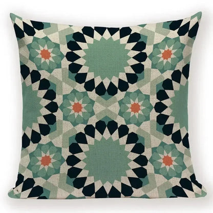 Retro Geometric Pillow Cover – Square Cushion Case for Sofa & Bed