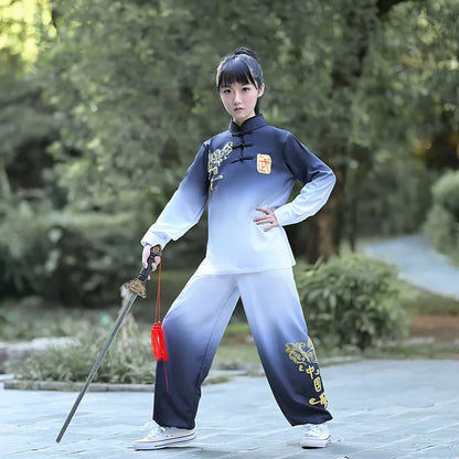 Kung Fu Martial Arts Costumes 2 Piece Set Perform Boy Tai Chi Uniform Children's Sets Outfit Kids Clothes Girls Wushu Baby Suit