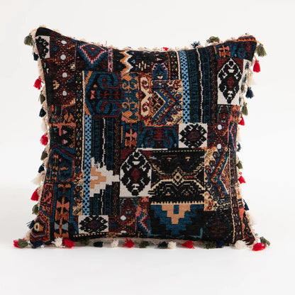 Embroidered Pillow Cover –  Tassel Cushion for Home Decor