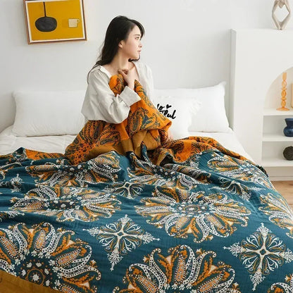 Boho Cotton Throw Blanket – Soft Nordic Bed & Sofa Blanket