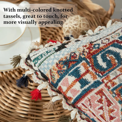 Embroidered Pillow Cover –  Tassel Cushion for Home Decor