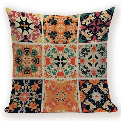 Retro Geometric Pillow Cover – Square Cushion Case for Sofa & Bed