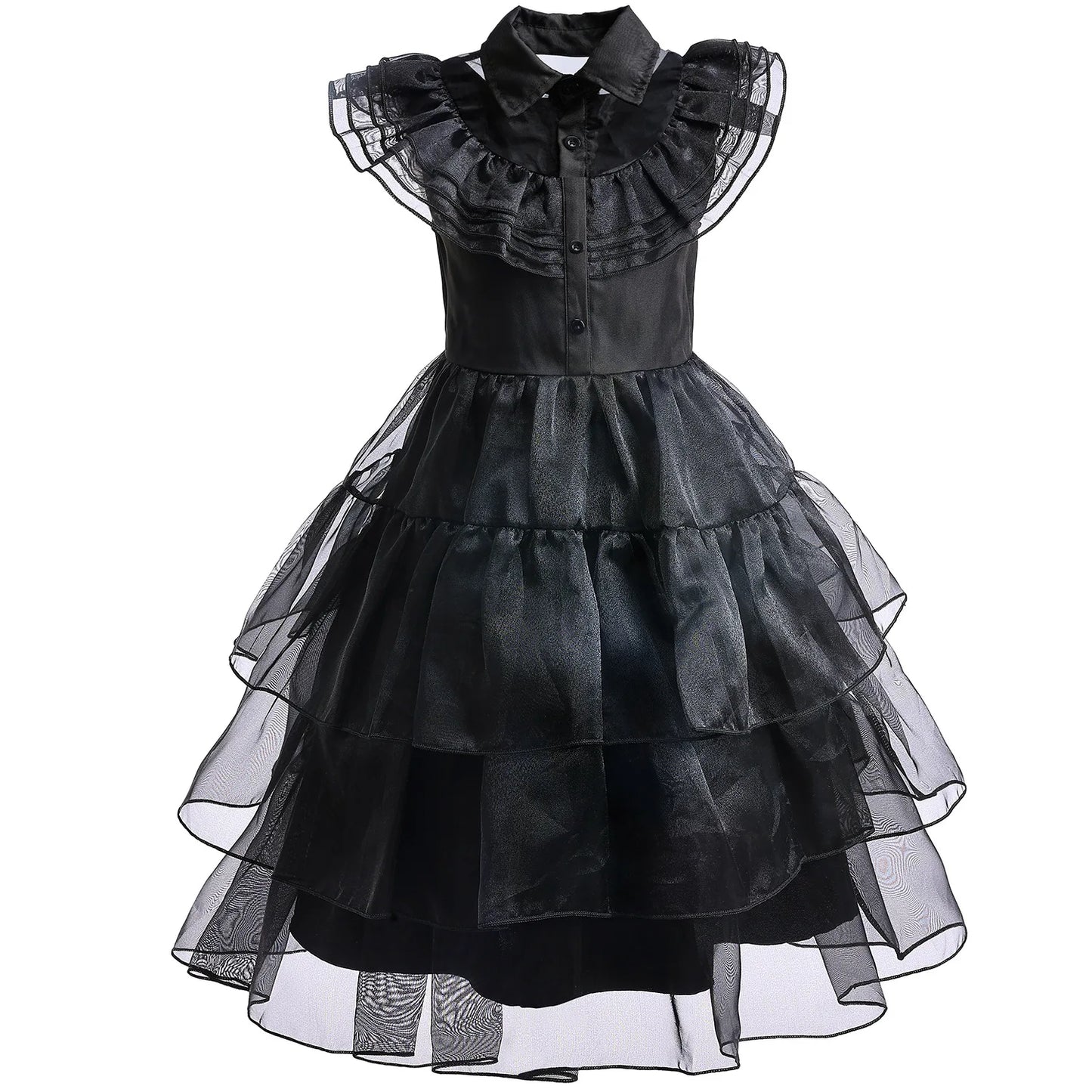Halloween Hot American TV Series Black Wen. Girl Cosplay Horror Dress Set Easter Party Clothing +Fake hands + Sock Set 3-10Y