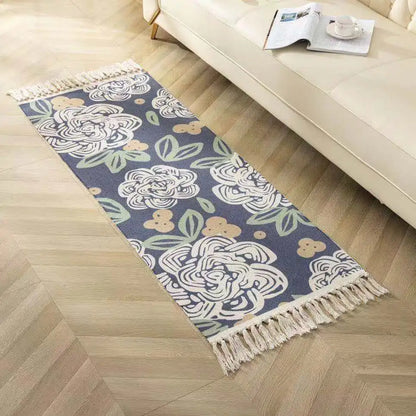Geometric Woven Cotton Rug – Anti-Slip Hand Washable