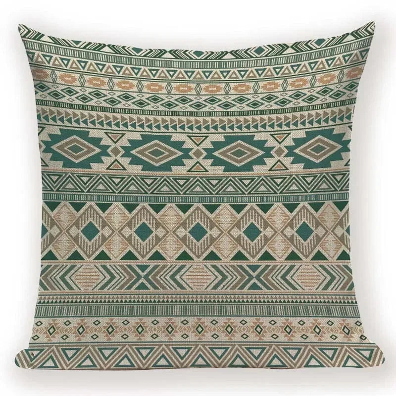 Retro Geometric Pillow Cover – Square Cushion Case for Sofa & Bed