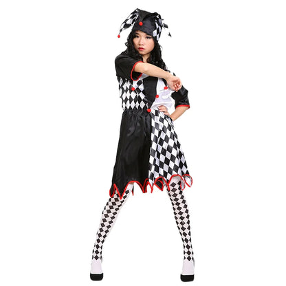 Halloween Costumes Funny Fun Cosplay Clown Costume & Hat for Adults Man Women Innovative Set Carnival Dress Up Party