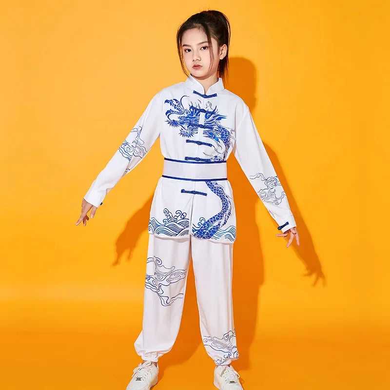 Kung Fu Martial Arts Costumes 2 Piece Set Perform Boy Tai Chi Uniform Children's Sets Outfit Kids Clothes Girls Wushu Baby Suit