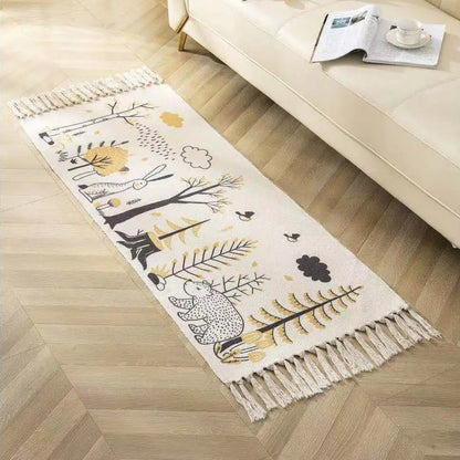 Geometric Woven Cotton Rug – Anti-Slip Hand Washable