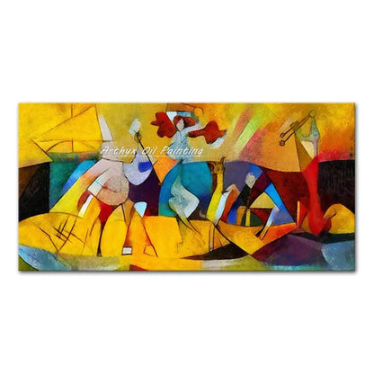 Hand-Painted Abstract Kandinsky Oil Painting on Canvas – Modern Wall Art for Living Room