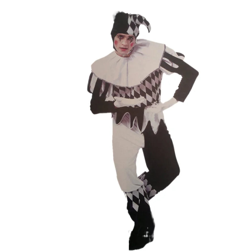 Halloween Costumes Funny Fun Cosplay Clown Costume & Hat for Adults Man Women Innovative Set Carnival Dress Up Party