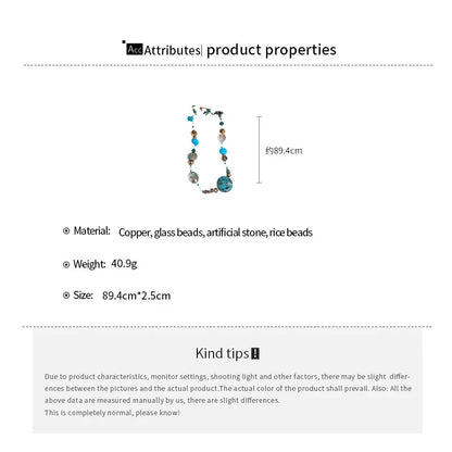 Women’s Ethnic Beaded Necklace – Stacked Artificial Stone