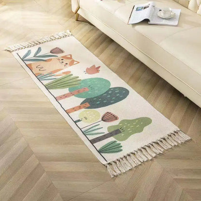 Geometric Woven Cotton Rug – Anti-Slip Hand Washable