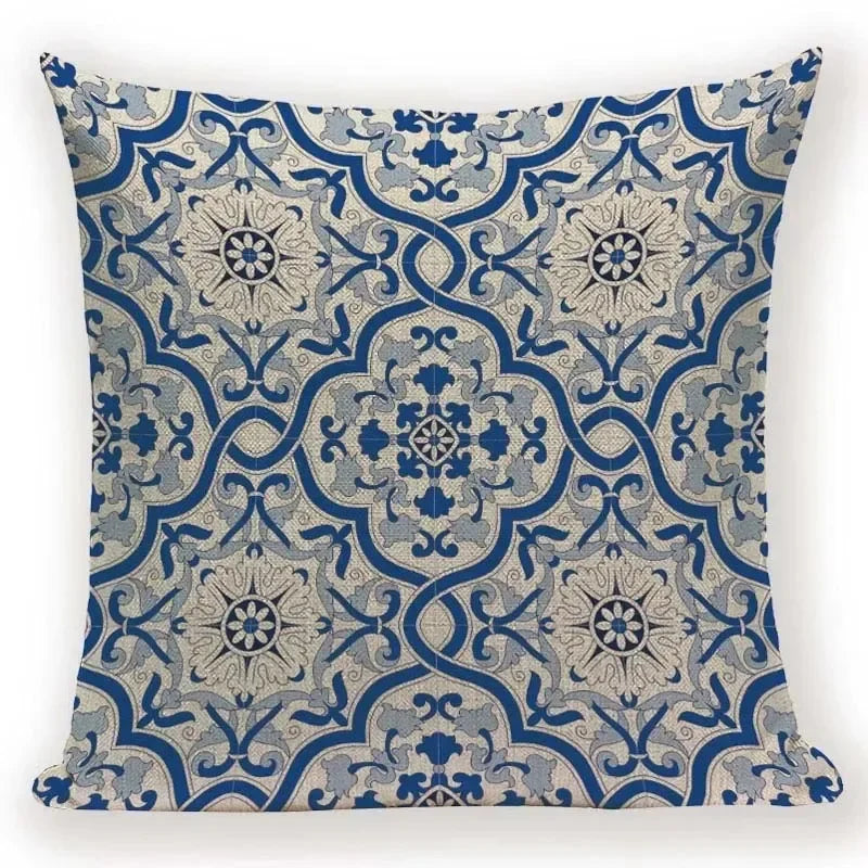 Retro Geometric Pillow Cover – Square Cushion Case for Sofa & Bed