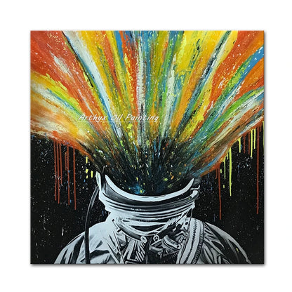 Hand-Painted Abstract Face Oil Painting on Canvas – Modern Wall Art for Living Room