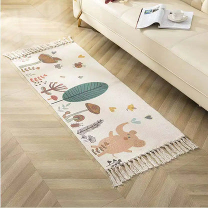 Geometric Woven Cotton Rug – Anti-Slip Hand Washable