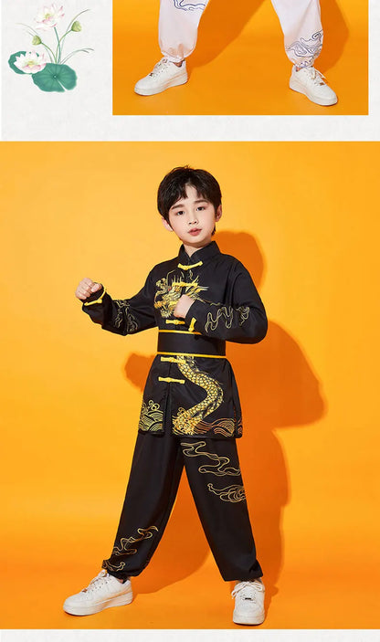 Kung Fu Martial Arts Costumes 2 Piece Set Perform Boy Tai Chi Uniform Children's Sets Outfit Kids Clothes Girls Wushu Baby Suit