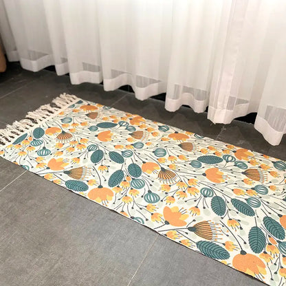 Geometric Woven Cotton Rug – Anti-Slip Hand Washable