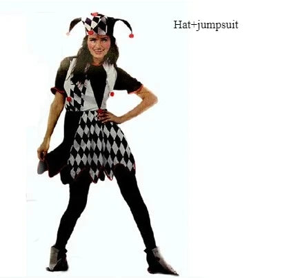 Halloween Costumes Funny Fun Cosplay Clown Costume & Hat for Adults Man Women Innovative Set Carnival Dress Up Party
