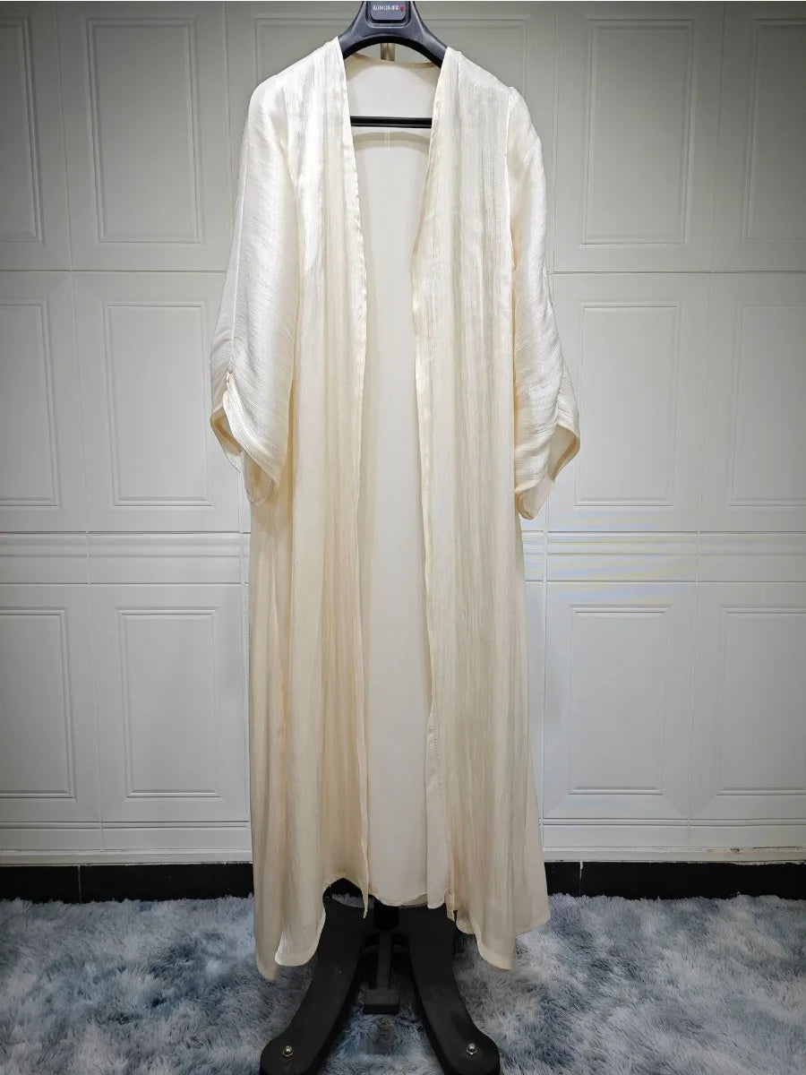 Women’s Long Sleeve Silky Abaya – Elegant Maxi Kaftan