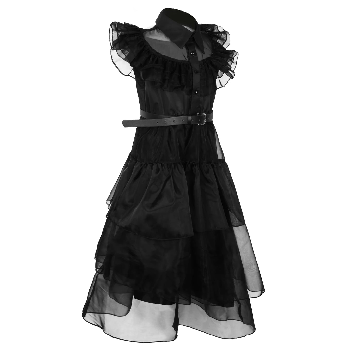 ﻿ Wednesday Addams Cosplay Dress For Girl Kids Movie Black Dress Adult Women's Dress Halloween Carnival Party Role Play Set