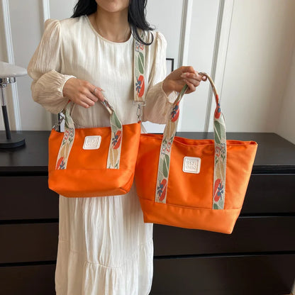 Nylon Shoulder Crossbody Bags For Women Water Resistant Floral Strap Large Capacity