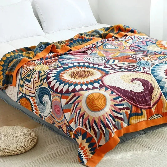 Boho Cotton Throw Blanket – Soft Nordic Bed & Sofa Blanket