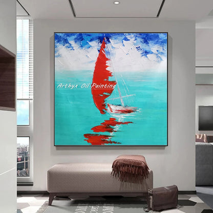Abstract Boat Canvas Wall Art – Modern Ship Painting