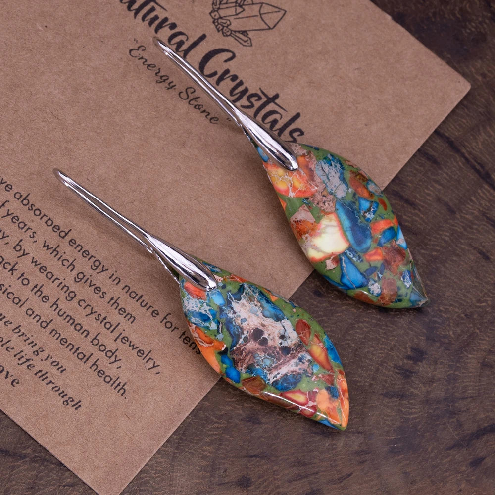 Women’s Emperor Jasper Dangle Earrings – Natural Healing Stone