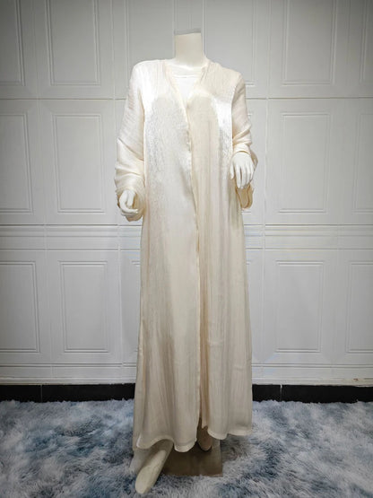 Women’s Long Sleeve Silky Abaya – Elegant Maxi Kaftan