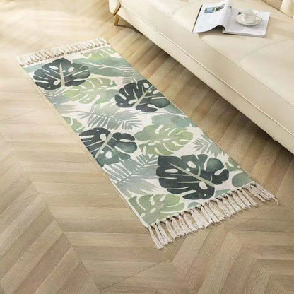Geometric Woven Cotton Rug – Anti-Slip Hand Washable