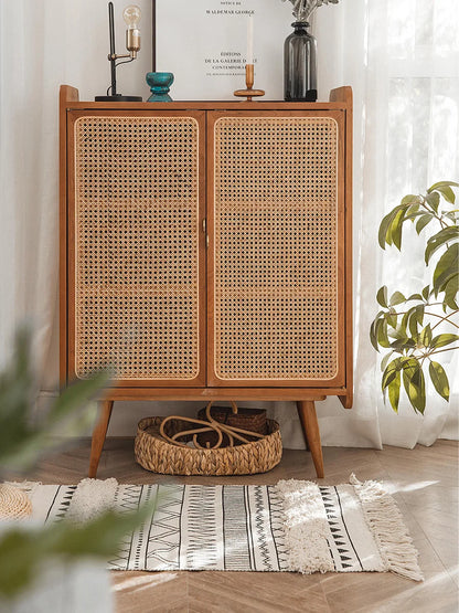 Pure Hand-Woven Tufted Cotton-Linen Floor Mat – Elegant Plaid Design