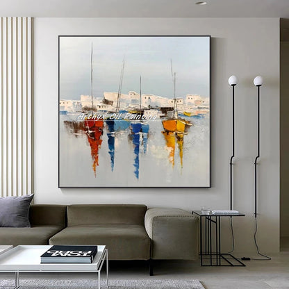 Abstract Boat Canvas Wall Art – Modern Ship Painting