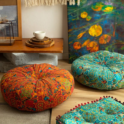 Cotton Linen Floor Pouf Ottoman