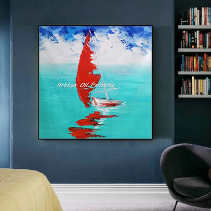 Abstract Boat Canvas Wall Art – Modern Ship Painting
