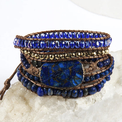 Women’s 5-Strand Wrap Bracelet – Handmade Natural Stone
