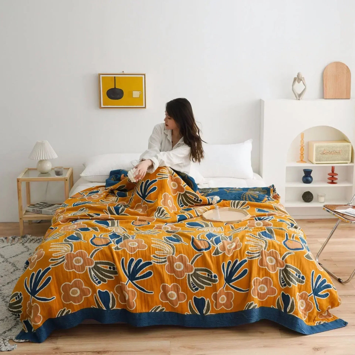 Boho Cotton Throw Blanket – Soft Nordic Bed & Sofa Blanket