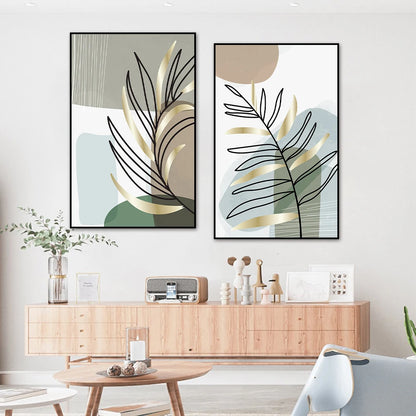 2PCS Boho Plant Canvas Wall Art – Nordic Abstract Prints