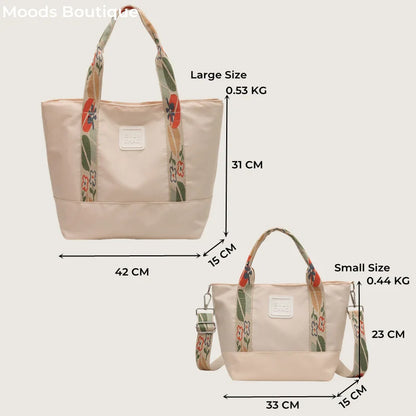 Nylon Shoulder Crossbody Bags For Women Water Resistant Floral Strap Large Capacity