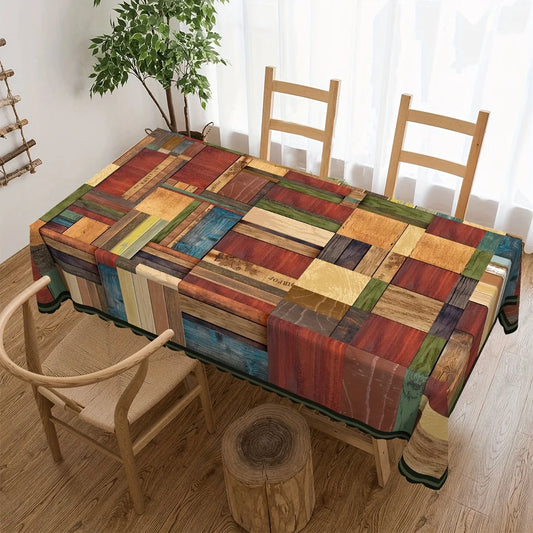 Wood Grain Geometric Tablecloth