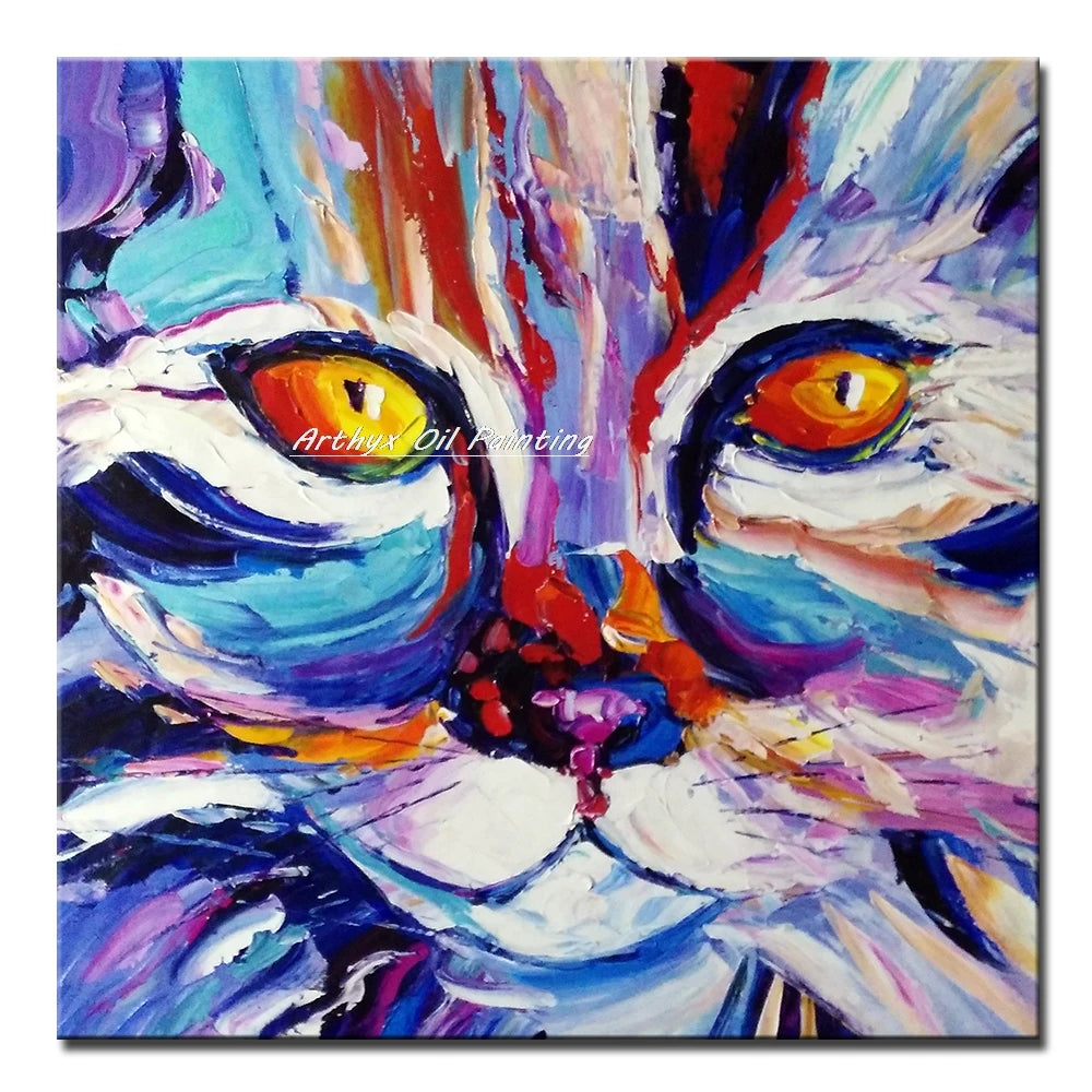Hand-Painted Abstract Face Oil Painting on Canvas – Modern Wall Art for Living Room