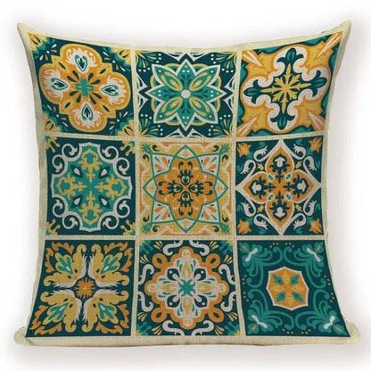 Retro Geometric Pillow Cover – Square Cushion Case for Sofa & Bed