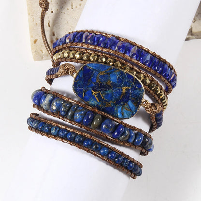Women’s 5-Strand Wrap Bracelet – Handmade Natural Stone