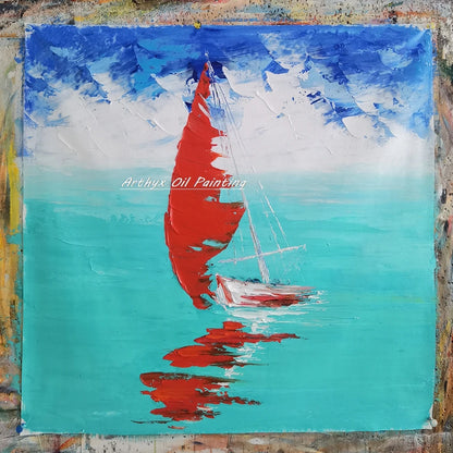 Abstract Boat Canvas Wall Art – Modern Ship Painting