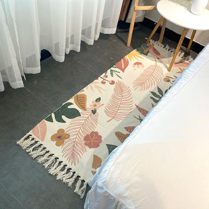 Geometric Woven Cotton Rug – Anti-Slip Hand Washable