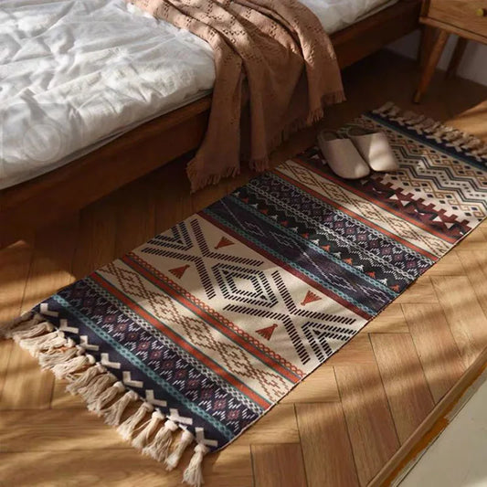 Bohemian Plaid Woven Rug – Anti-Slip Hand Washable